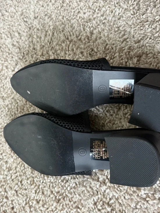 90’s minimal Tahari Black Knit Pointed Mule with Low Block Heel - Picture 7 of 8